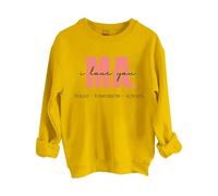 Sudaderas para mujer con texto en inglés "I Love You Ma Today Tomorrow Always" de manga larga para mujer, sudadera moderna para otoño, invierno, casual, cómoda, amarillo, M