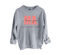 Sudaderas para mujer con texto en inglés "I Love You Ma Today Tomorrow Always" de manga larga para mujer, sudadera moderna para otoño, invierno, casual, cómoda, gris, L