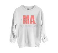 Sudaderas para mujer con texto en inglés "I Love You Ma Today Tomorrow Always" de manga larga para mujer, sudadera moderna para otoño, invierno, casual, cómoda, blanco, S