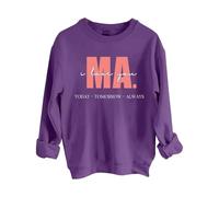 Sudaderas para mujer con texto en inglés "I Love You Ma Today Tomorrow Always" de manga larga para mujer, sudadera moderna para otoño, invierno, casual, cómoda, Morado (, XL