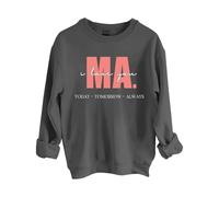Sudaderas para mujer con texto en inglés "I Love You Ma Today Tomorrow Always" de manga larga para mujer, sudadera moderna para otoño, invierno, casual, cómoda, gris oscuro, M