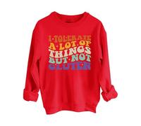 Sudaderas para mujer con texto en inglés "I Tolerate A Lot Of Things But Not Gluten", cuello redondo, manga larga, sudadera de moda para otoño e invierno, cómoda y casual, rosso, XXL