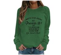 Sudaderas para mujer con texto en inglés "I Wanted To Go Jogging But Pioveibs 28:1 Says The Wicked Run When No One Is Chasing Them So There's That Fall Ladies Sweatshirt Winter Trendy Casual Pullover