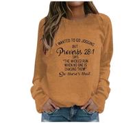 Sudaderas para mujer con texto en inglés "I Wanted To Go Jogging But Pioveibs 28:1 Says The Wicked Run When No One Is Chasing Them So There's That Fall Ladies Sweatshirt Winter Trendy Casual Pullover