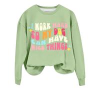 Sudaderas para mujer con texto en inglés "I Work Hard So My Dog Can Have Nice Things", cuello redondo, manga larga, sudadera para mujer, para otoño, cómoda, casual, para invierno, verde, L