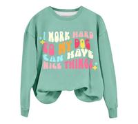 Sudaderas para mujer con texto en inglés "I Work Hard So My Dog Can Have Nice Things", cuello redondo, manga larga, sudadera para mujer, para otoño, cómoda, casual, para invierno, verde menta, S