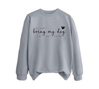 Sudaderas para mujer con texto en inglés "If Can't Bring My Dog I'm Not Going Dog Mom", cuello redondo, manga larga, sudadera de moda para otoño, casual, cómoda para invierno, gris, M