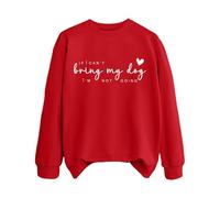 Sudaderas para mujer con texto en inglés "If Can't Bring My Dog I'm Not Going Dog Mom", cuello redondo, manga larga, sudadera de moda para otoño, casual, cómoda para invierno, rosso, XL