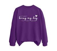 Sudaderas para mujer con texto en inglés "If Can't Bring My Dog I'm Not Going Dog Mom", cuello redondo, manga larga, sudadera de moda para otoño, casual, cómoda para invierno, Morado (, M