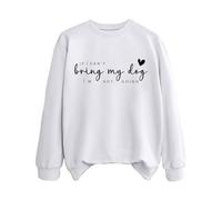Sudaderas para mujer con texto en inglés "If Can't Bring My Dog I'm Not Going Dog Mom", cuello redondo, manga larga, sudadera de moda para otoño, casual, cómoda para invierno, blanco, L