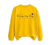 Sudaderas para mujer con texto en inglés "If Can't Bring My Dog I'm Not Going Dog Mom", cuello redondo, manga larga, sudadera de moda para otoño, casual, cómoda para invierno, amarillo, XXL