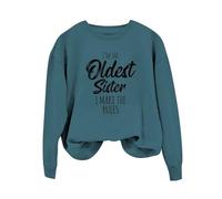 Sudaderas para mujer, con texto en inglés "I'm The Oldest Sister, I Make The Rules", manga larga, cuello redondo, sudadera de invierno para mujer, casual, otoño, moderna, cómoda, azul oscuro, L