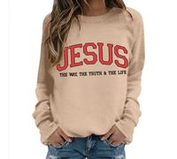 Sudaderas para mujer con texto en inglés "is My Everything", camisetas divertidas con versículo de Cristo de manga larga, caqui, XXL
