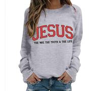 Sudaderas para mujer con texto en inglés "is My Everything", camisetas divertidas con versículo de Cristo de manga larga, Gris Claro, XXL