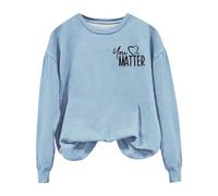 Sudaderas para mujer con texto en inglés «You Matter Are Enough Dear Person Behind Me», cuello redondo, manga larga, sudadera para mujer, para otoño, casual, moderna, cómoda e invierno, azul claro, L