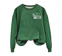 Sudaderas para mujer con texto en inglés «You Matter Are Enough Dear Person Behind Me», cuello redondo, manga larga, sudadera para mujer, para otoño, casual, moderna, cómoda e invierno, verde, XL