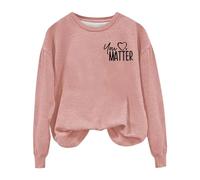 Sudaderas para mujer con texto en inglés «You Matter Are Enough Dear Person Behind Me», cuello redondo, manga larga, sudadera para mujer, para otoño, casual, moderna, cómoda e invierno, rosa, S