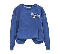 Sudaderas para mujer con texto en inglés «You Matter Are Enough Dear Person Behind Me», cuello redondo, manga larga, sudadera para mujer, para otoño, casual, moderna, cómoda e invierno, azul, M