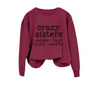 Sudaderas para mujer Crazy Sisters Make The Best Aunts de manga larga con cuello redondo para mujer, sudadera de invierno casual, cómoda, moderna, para otoño, rosso, L