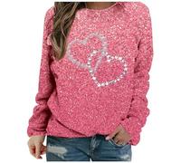 Sudaderas para mujer, cuello redondo, manga larga, casual, casual, para otoño, invierno, cómoda, Rojo De La Sandía, 4XL