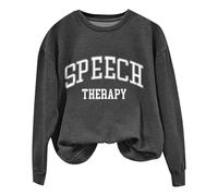Sudaderas para mujer, de manga larga, cuello redondo, para terapia del habla, sudadera informal de moda, para invierno y otoño, gris oscuro, S