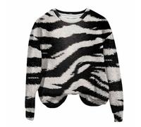Sudaderas para mujer, diseño de rayas de tigre, leopardo, cebra, cuello redondo, manga larga, para otoño, invierno, cómoda, moderna, oro rosa, M