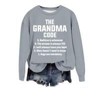 Sudaderas para mujer, diseño de The Grandma Code, divertida, cuello redondo, manga larga, holgada, informal, para otoño, moderna, para invierno, casual, cómoda, Ceniciento claro, XL
