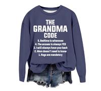 Sudaderas para mujer, diseño de The Grandma Code, divertida, cuello redondo, manga larga, holgada, informal, para otoño, moderna, para invierno, casual, cómoda, azul marino, XL