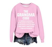 Sudaderas para mujer, diseño de The Grandma Code, divertida, cuello redondo, manga larga, holgada, informal, para otoño, moderna, para invierno, casual, cómoda, rosa, M