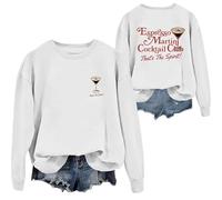 Sudaderas para mujer Espresso Martini Cocktail Club That's The Spirit Cuello Redondo Manga Larga Mujer Sudadera Otoño Invierno Casual Cómodo Moderno, blanco, XXL