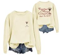 Sudaderas para mujer Espresso Martini Cocktail Club That's The Spirit Cuello Redondo Manga Larga Mujer Sudadera Otoño Invierno Casual Moda Cómodo, caqui, XXL