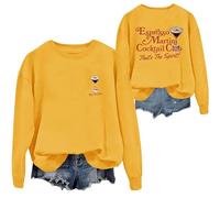 Sudaderas para mujer Espresso Martini Cocktail Club That's The Spirit Cuello Redondo Manga Larga Mujer Sudadera Otoño Invierno Casual Cómodo Moderno, amarillo, L