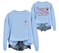 Sudaderas para mujer Espresso Martini Cocktail Club That's The Spirit Cuello Redondo Manga Larga Mujer Sudadera Otoño Invierno Casual Moda Cómodo, azul claro, S
