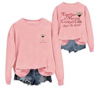Sudaderas para mujer Espresso Martini Cocktail Club That's The Spirit Cuello Redondo Manga Larga Mujer Sudadera Otoño Invierno Casual Moda Cómodo, rosa, L
