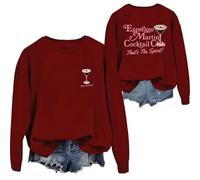Sudaderas para mujer Espresso Martini Cocktail Club That's The Spirit Cuello Redondo Manga Larga Mujer Sudadera Otoño Invierno Casual Moda Cómodo, Vino, S
