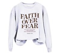Sudaderas para mujer Faith Over Fear The Lord Is On My Side I Will Not Fear What Can Man Do To Me Sudadera de manga larga para mujer, sudadera cómoda casual de invierno a la moda, blanco, S