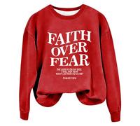 Sudaderas para mujer Faith Over Fear The Lord Is On My Side I Will Not Fear What Can Man Do To Me Sudadera de manga larga para mujer, sudadera cómoda casual de invierno a la moda, rosso, M
