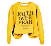 Sudaderas para mujer Faith Over Fear The Lord Is On My Side I Will Not Fear What Can Man Do To Me Sudadera de manga larga para mujer, sudadera cómoda casual de invierno a la moda, amarillo, M