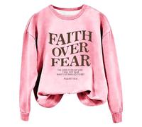 Sudaderas para mujer Faith Over Fear The Lord Is On My Side I Will Not Fear What Can Man Do To Me Sudadera de manga larga para mujer, sudadera cómoda casual de invierno a la moda, rosa, XXL