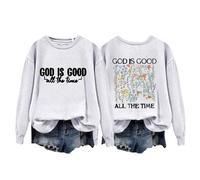 Sudaderas para mujer God Is Good All The Time Floral cuello redondo manga larga mujer sudadera invierno otoño moda casual cómodo suéter, blanco, XXL
