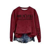 Sudaderas para mujer God Is Still R T Ng Your Story S Tring To Stand The Per de manga larga con cuello redondo para mujer, sudadera de invierno cómoda para otoño, casual, a la moda, Vino, S