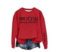 Sudaderas para mujer God Is Still R T Ng Your Story S Tring To Stand The Per de manga larga con cuello redondo para mujer, sudadera de invierno cómoda para otoño, casual, a la moda, rosso, XL