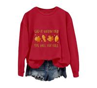 Sudaderas para mujer God Is Within Hed She Will Not de manga larga para mujer, sudadera de invierno y otoño, moderna, cómoda, casual, rosso, L