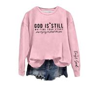 Sudaderas para mujer God Is Writing Your Story S Trying To Steal The Pen de manga larga con cuello redondo para mujer, sudadera cómoda para invierno, casual, otoño, a la moda, rosa, M