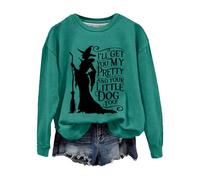 Sudaderas para mujer Halloween Witch I'll Get You My and Your Little Dog Too - Sudadera casual para mujer, verde menta, XXL