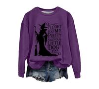 Sudaderas para mujer Halloween Witch I'll Get You My and Your Little Dog Too - Sudadera casual para mujer, Morado (, XXL