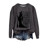 Sudaderas para mujer Halloween Witch I'll Get You My and Your Little Dog Too - Sudadera casual para mujer, gris oscuro, S