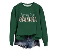 Sudaderas para mujer Happiness Is Being A Grandma de manga larga con cuello redondo para mujer, sudadera de invierno a la moda, casual, otoño, cómoda, -, L