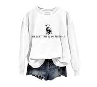 Sudaderas para mujer He Left The 99 To Fine Lettering Print Round Neck Long Sleeve Casual Sudadera, blanco, S