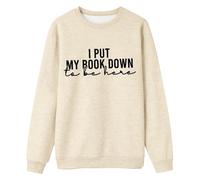Sudaderas para mujer Here I'm Awake Don't Push It, sudadera divertida con letras y cuello redondo, beige, M